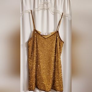 Gold Sequin Beaded Tank Top